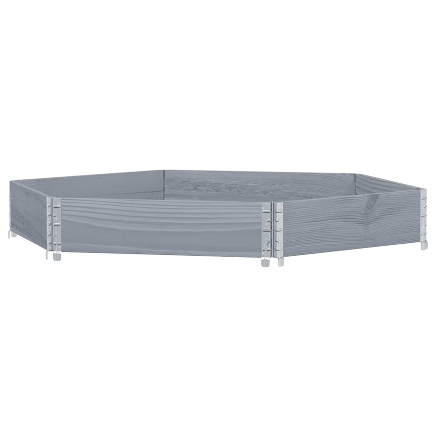 Palletopzetrand 160x160 cm zeshoekig massief grenenhout grijs