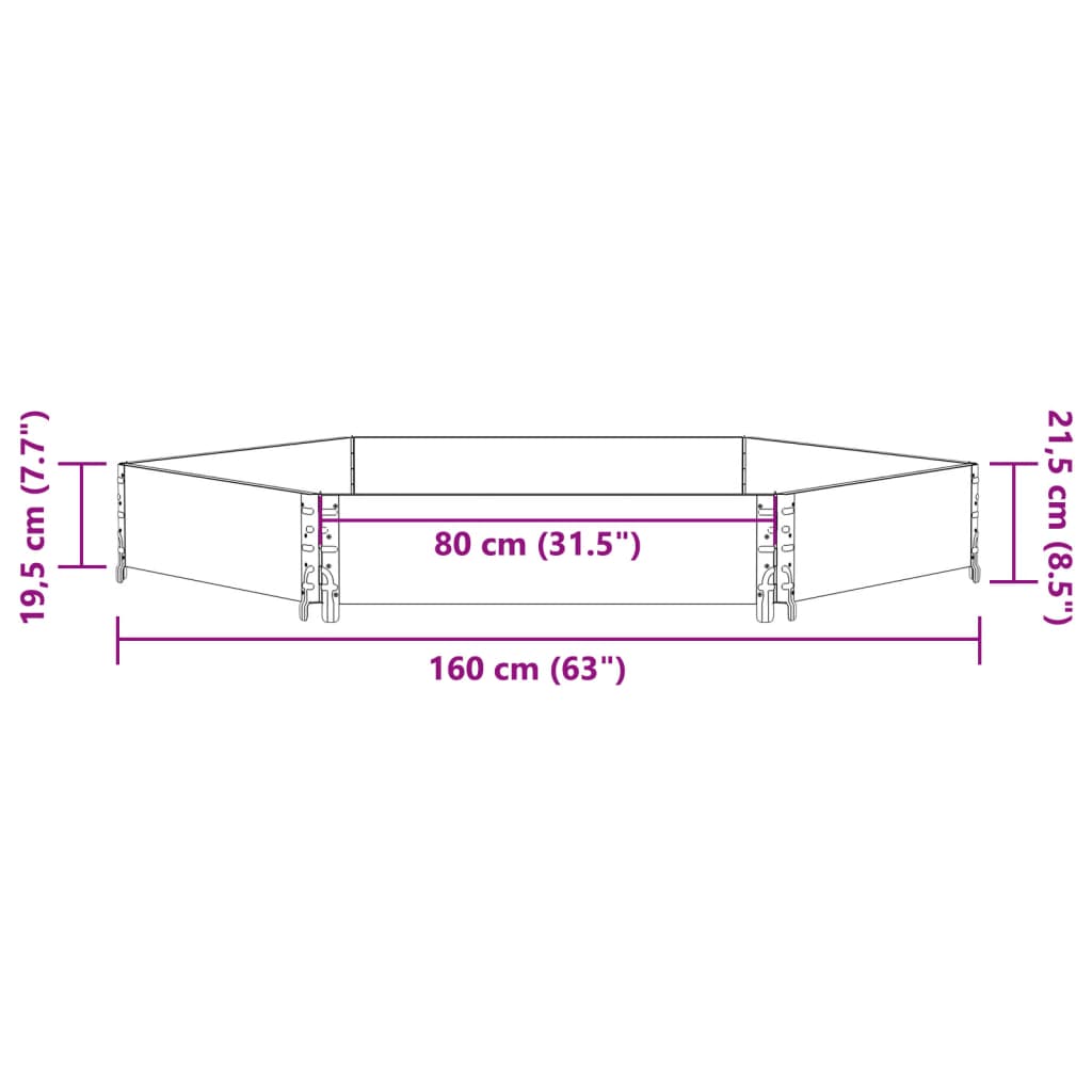 Palletopzetrand 160x160 cm zeshoekig massief grenenhout grijs