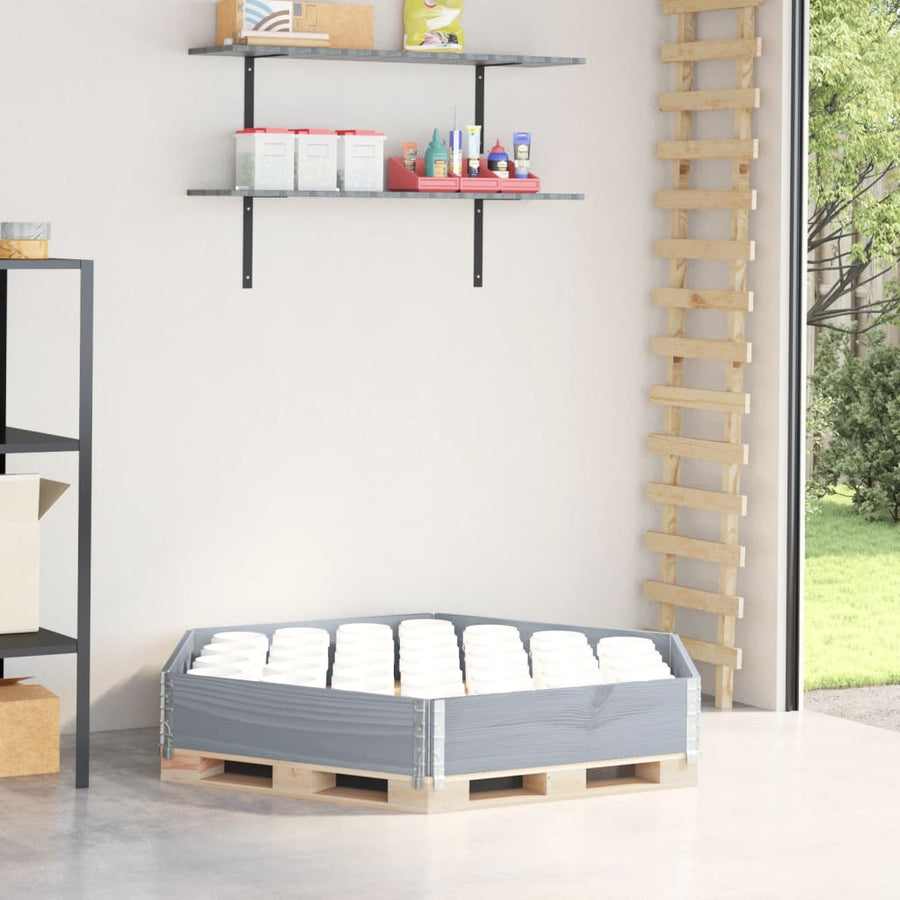 Palletopzetrand 160x160 cm zeshoekig massief grenenhout grijs