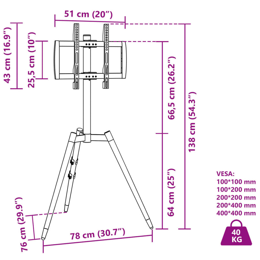Tv-Statief 32-65 Inch Scherm 40 Kg Max Vesa 400X400 Mm 1