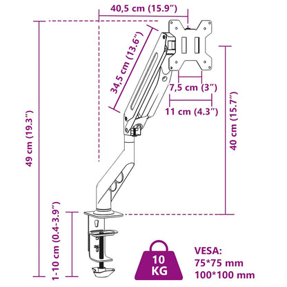 Monitorbeugel 27 inch scherm gasveer 10 kg