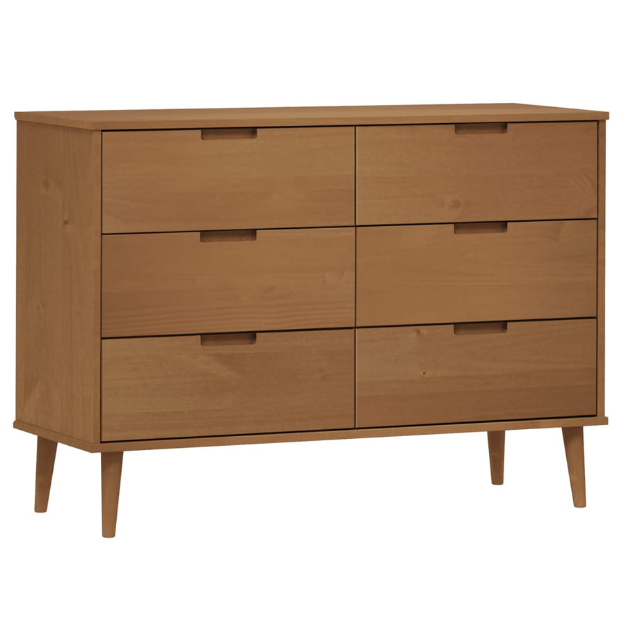 Ladekast MOLDE 113x40x80 cm massief grenenhout bruin
