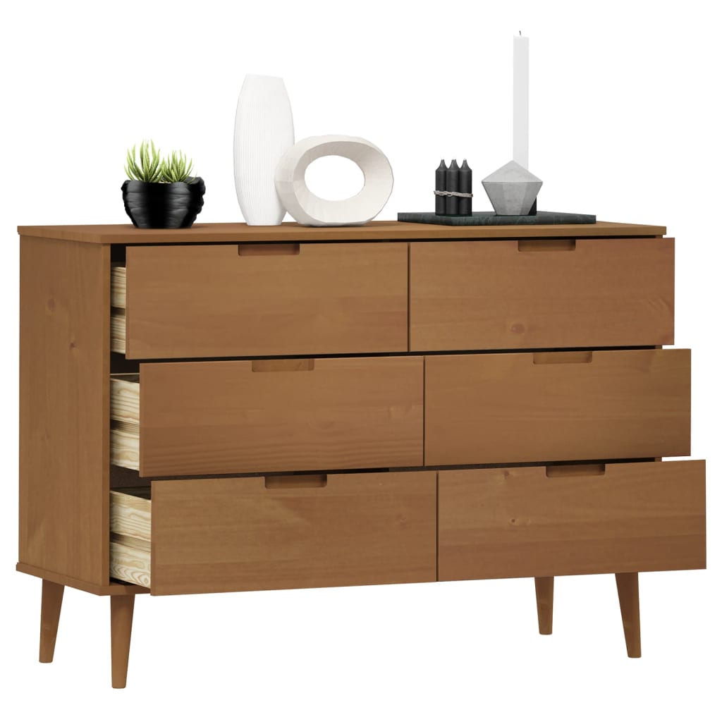 Ladekast MOLDE 113x40x80 cm massief grenenhout bruin