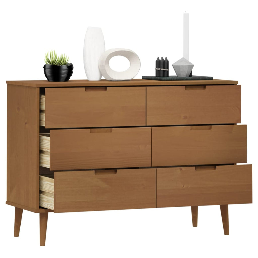 Ladekast MOLDE 113x40x80 cm massief grenenhout bruin