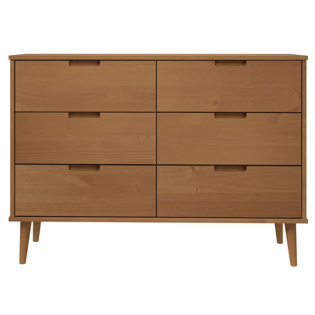 Ladekast MOLDE 113x40x80 cm massief grenenhout bruin