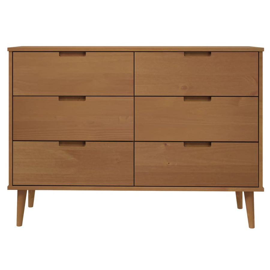 Ladekast MOLDE 113x40x80 cm massief grenenhout bruin