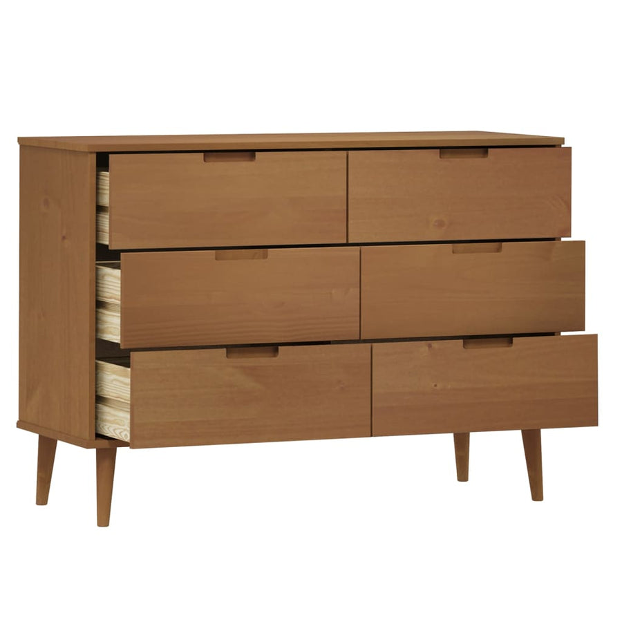 Ladekast MOLDE 113x40x80 cm massief grenenhout bruin