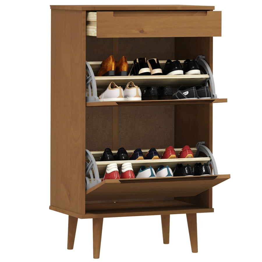 Schoenenkast MOLDE 59,5x35x103 cm massief grenenhout bruin