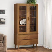 Vitrinekast massief grenenhout 90x35x175 cm bruin