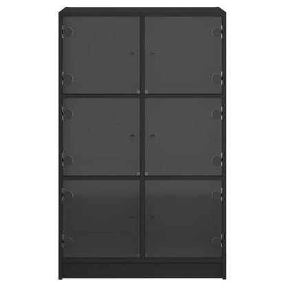 Hoge kast met deuren 68x37x109 cm bewerkt hout zwart