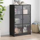 Hoge kast met deuren 68x37x109 cm zwart bewerkt hout