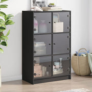 Hoge kast met deuren 68x37x109 cm zwart bewerkt hout