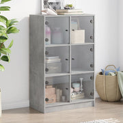 Hoge kast 68x37x109 cm bewerkt hout betongrijs