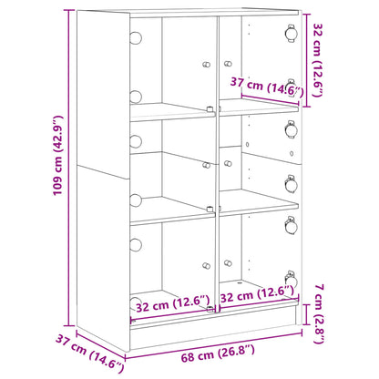 Hoge kast met deuren 68x37x109 cm bewerkt hout grijs sonoma