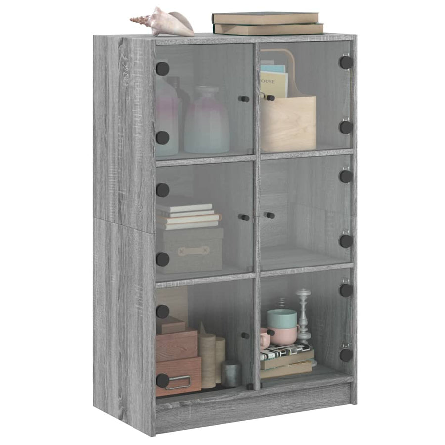 Hoge kast met deuren 68x37x109 cm bewerkt hout grijs sonoma