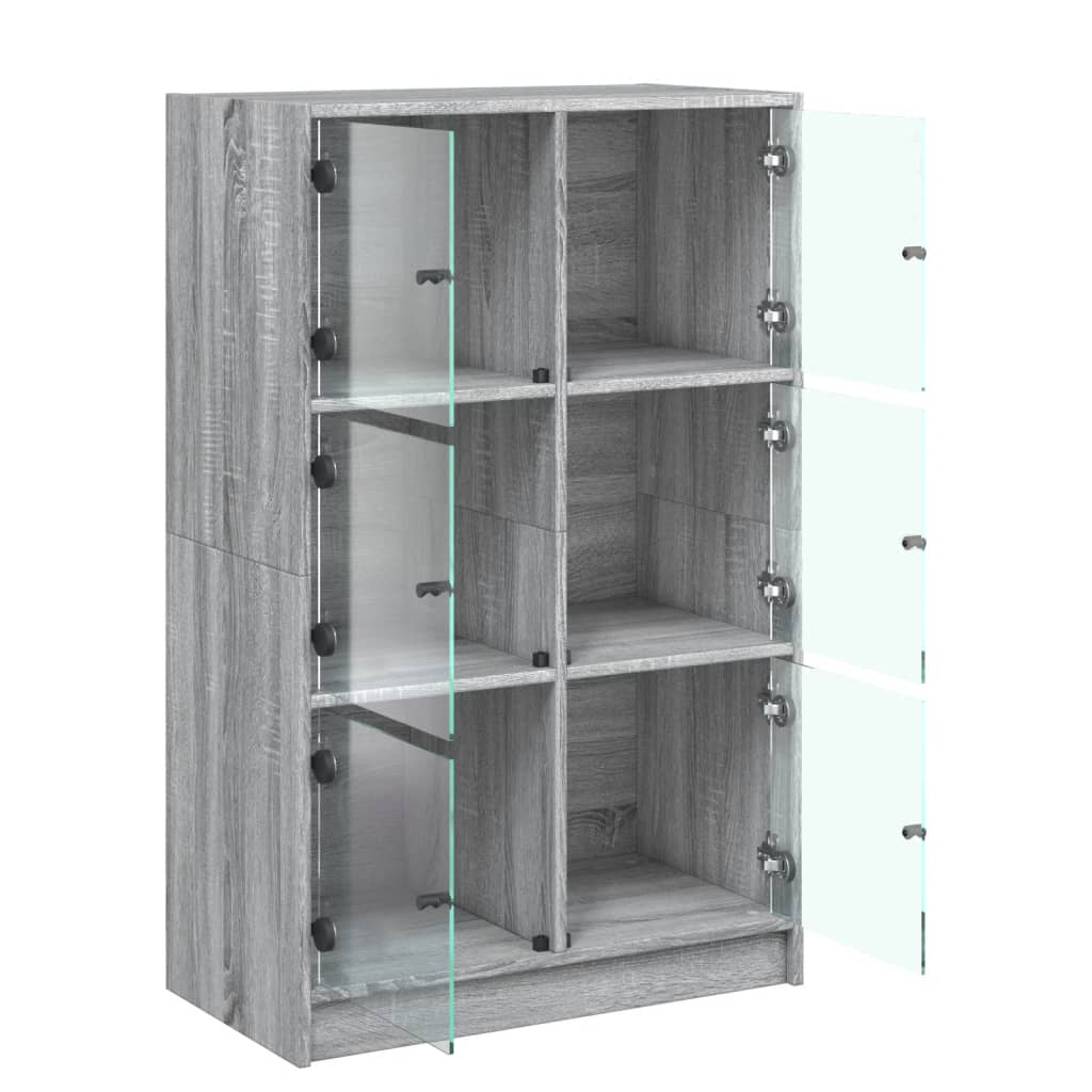 Hoge kast met deuren 68x37x109 cm bewerkt hout grijs sonoma
