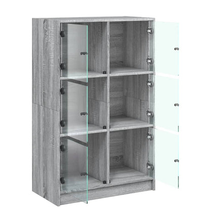 Hoge kast met deuren 68x37x109 cm bewerkt hout grijs sonoma
