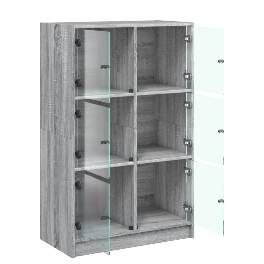 Hoge kast met deuren 68x37x109 cm bewerkt hout grijs sonoma