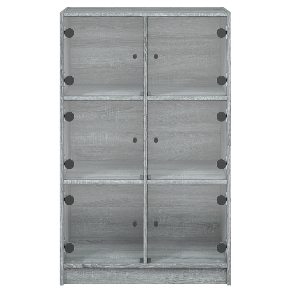 Hoge kast met deuren 68x37x109 cm bewerkt hout grijs sonoma