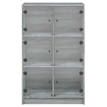 Hoge kast met deuren 68x37x109 cm bewerkt hout grijs sonoma