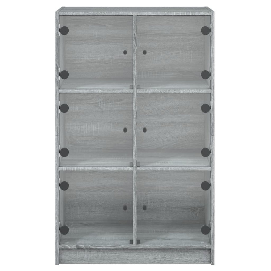 Hoge kast met deuren 68x37x109 cm bewerkt hout grijs sonoma