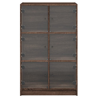 Hoge kast met deuren 68x37x109 cm bewerkt hout bruin eikenkleur