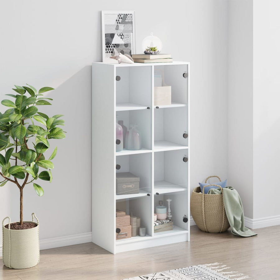 Hoge kast met deuren 68x37x142 cm bewerkt hout wit