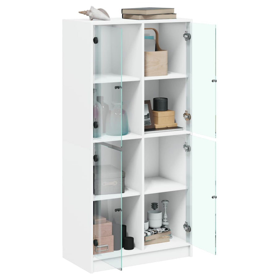 Hoge kast met deuren 68x37x142 cm bewerkt hout wit