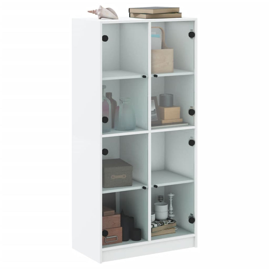 Hoge kast met deuren 68x37x142 cm bewerkt hout wit
