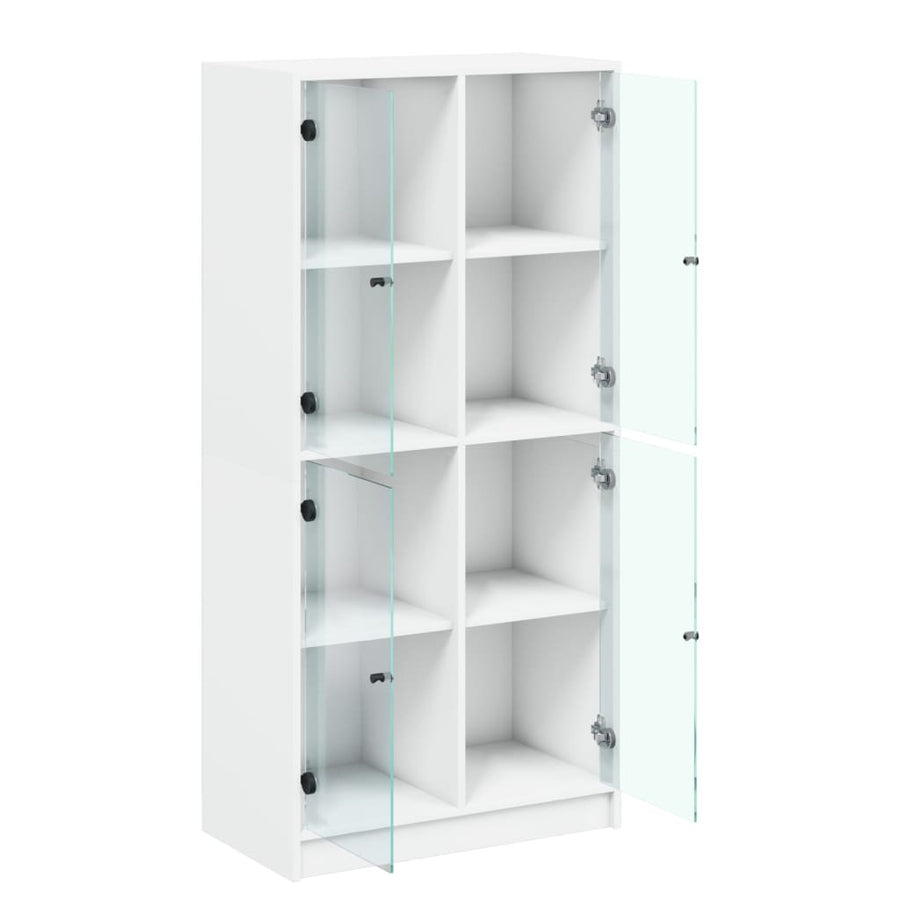 Hoge kast met deuren 68x37x142 cm bewerkt hout wit