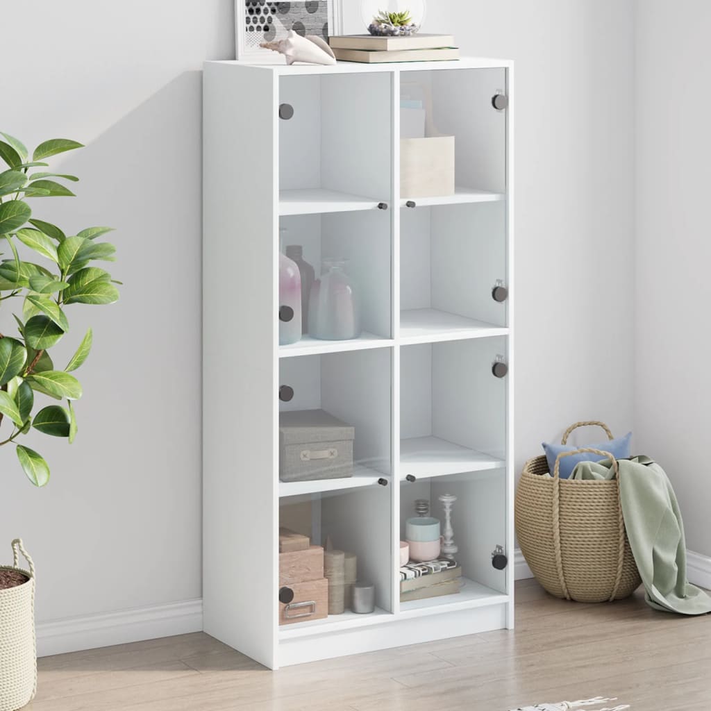 Hoge kast met deuren 68x37x142 cm bewerkt hout wit
