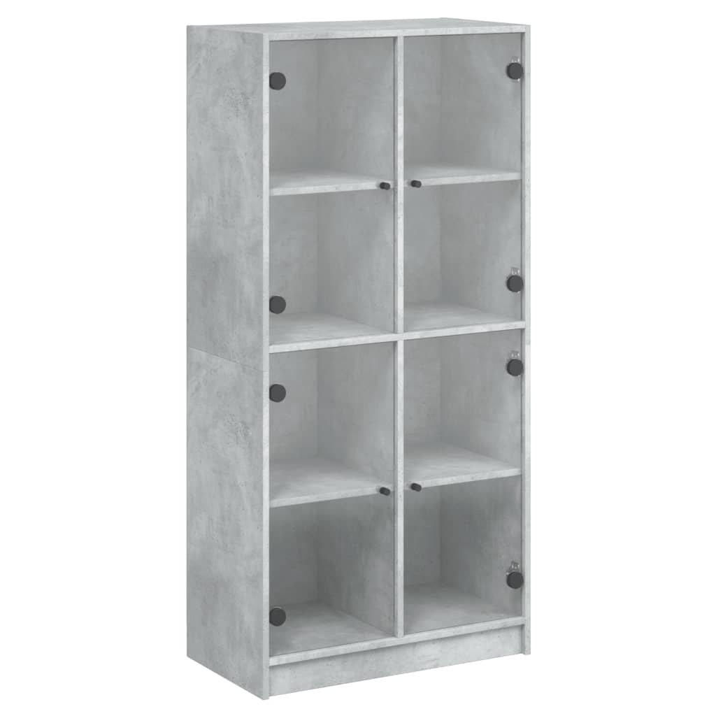 Hoge kast met deuren 68x37x142 cm bewerkt hout betongrijs