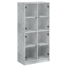Hoge kast met deuren 68x37x142 cm bewerkt hout betongrijs