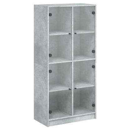 Hoge kast met deuren 68x37x142 cm bewerkt hout betongrijs