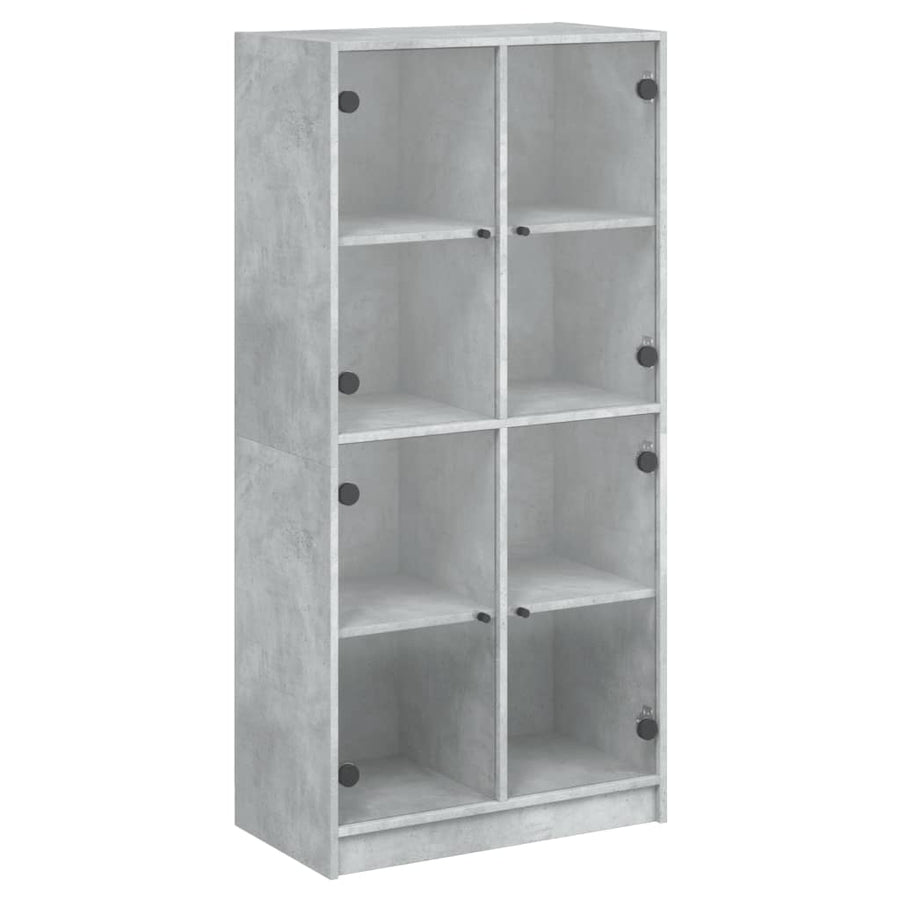 Hoge kast met deuren 68x37x142 cm bewerkt hout betongrijs