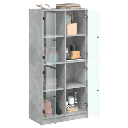 Hoge kast met deuren 68x37x142 cm bewerkt hout betongrijs