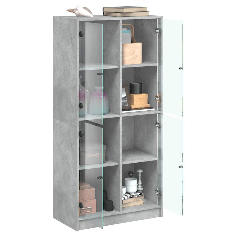 Hoge kast met deuren 68x37x142 cm bewerkt hout betongrijs
