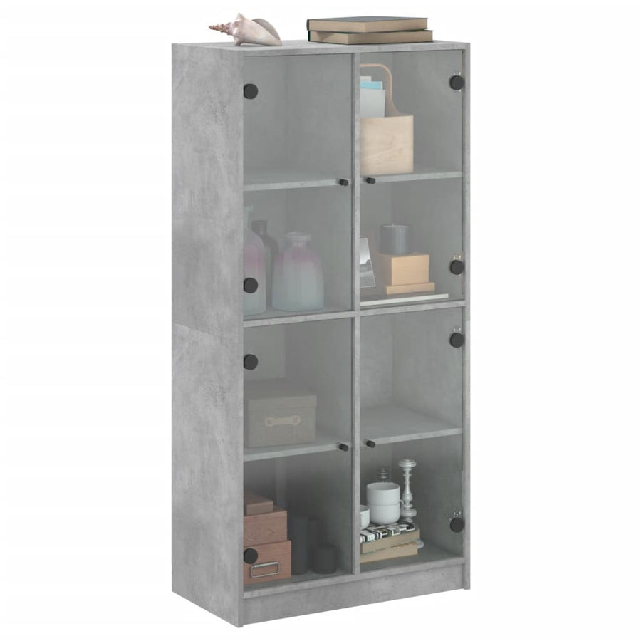 Hoge kast met deuren 68x37x142 cm bewerkt hout betongrijs