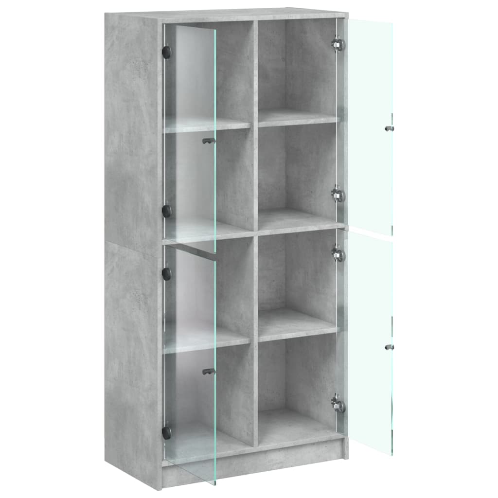 Hoge kast met deuren 68x37x142 cm bewerkt hout betongrijs