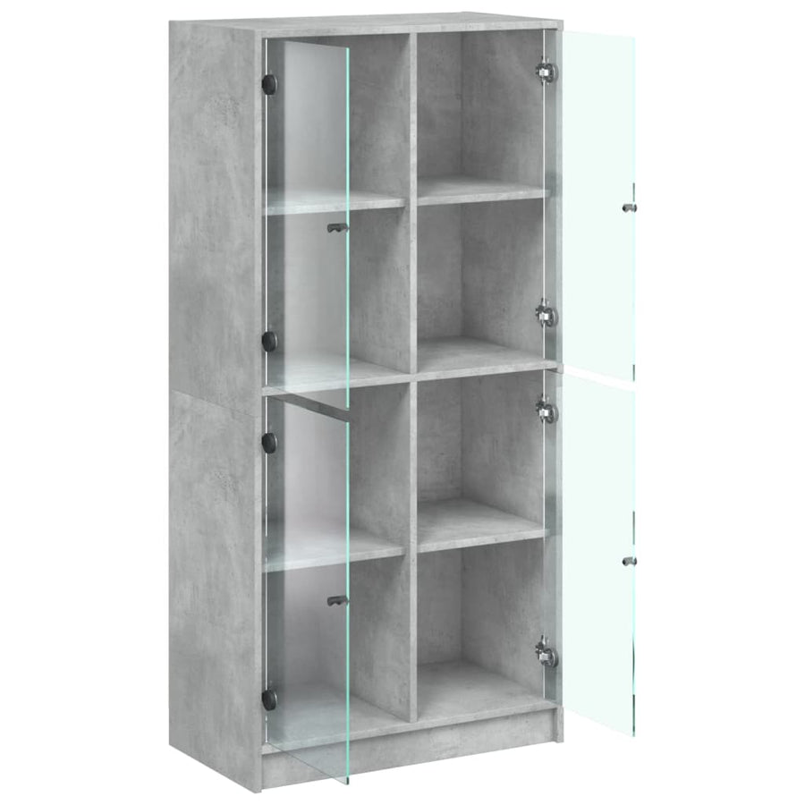 Hoge kast met deuren 68x37x142 cm bewerkt hout betongrijs