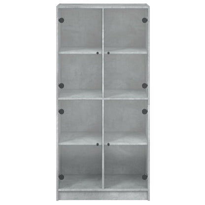 Hoge kast met deuren 68x37x142 cm bewerkt hout betongrijs