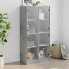 Hoge kast 68x37x142 cm bewerkt hout betongrijs