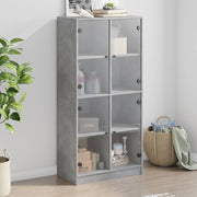 Hoge kast 68x37x142 cm bewerkt hout betongrijs