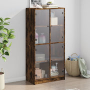 Hoge kast 68x37x142 cm bewerkt hout gerookt eiken