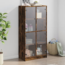 Hoge kast met deuren 68x37x142 cm bewerkt hout gerookt eiken