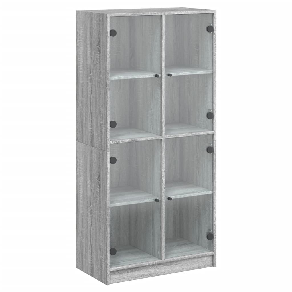 Hoge kast met deuren 68x37x142 cm bewerkt hout grijs sonoma