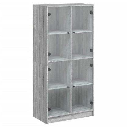 Hoge kast met deuren 68x37x142 cm bewerkt hout grijs sonoma