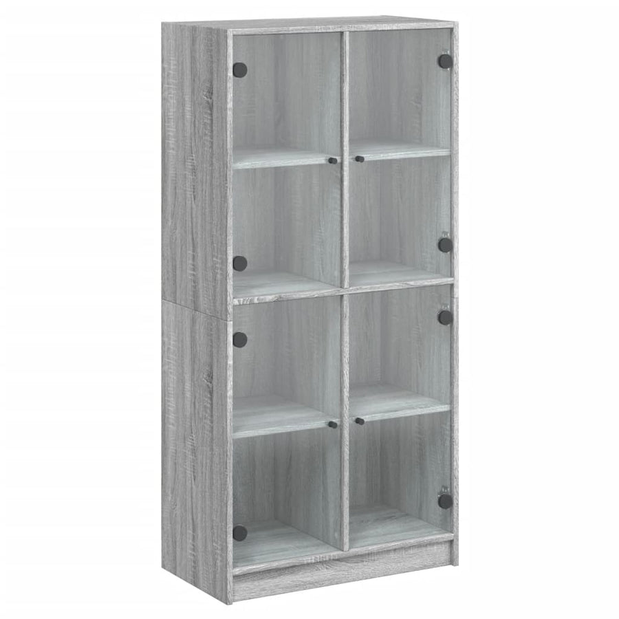 Hoge kast met deuren 68x37x142 cm bewerkt hout grijs sonoma
