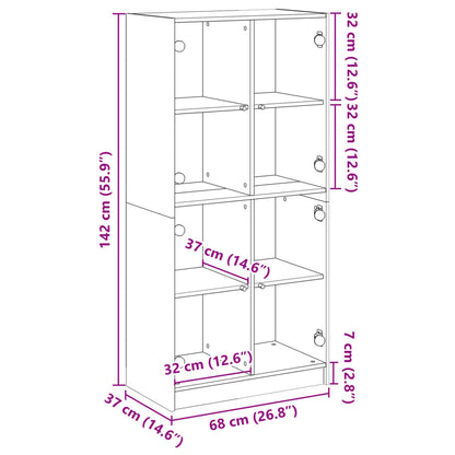 Hoge kast met deuren 68x37x142 cm bewerkt hout grijs sonoma