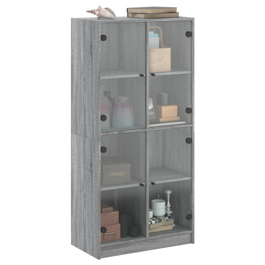 Hoge kast met deuren 68x37x142 cm bewerkt hout grijs sonoma